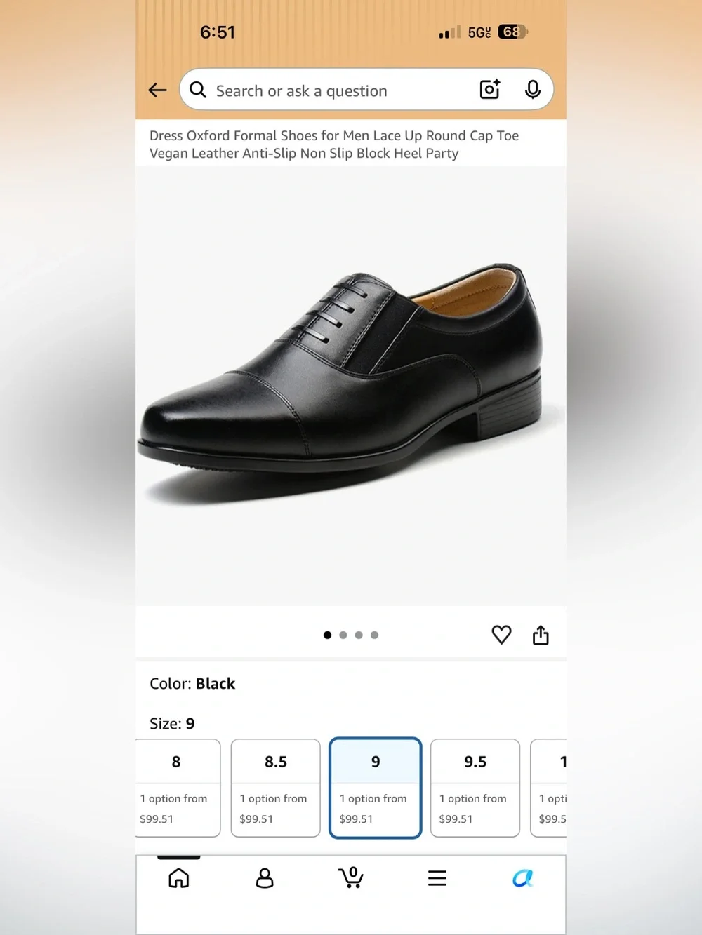 Classic Black Slip-On Derby Dress Shoes for Men